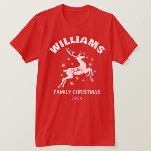 Kerstmis T-shirt voor papa met rendierfamilie