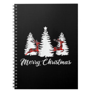 Kerstmis T-shirt voor vrouwen Buffalo Plaid Hert Notitieboek