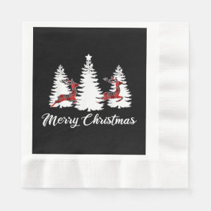 Kerstmis T-shirt voor vrouwen Buffalo Plaid Hert Servet