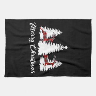 Kerstmis T-shirt voor vrouwen Buffalo Plaid Hert Theedoek