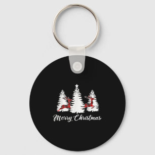 Kerstmis T-shirt voor vrouwen Buffalo Plaid Rendie Sleutelhanger