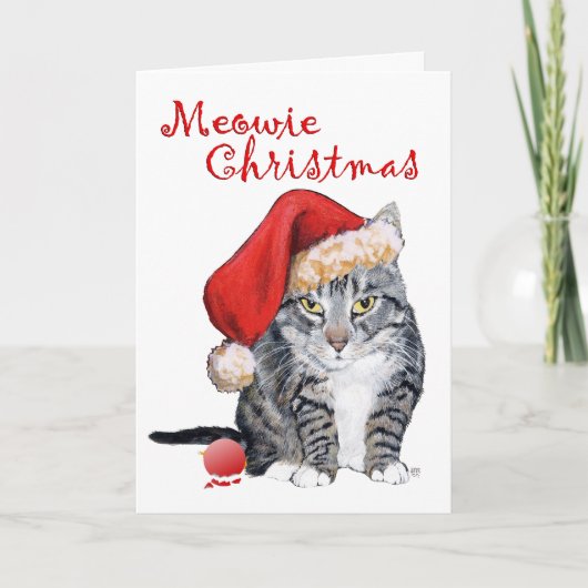 Kerstmis Tabby Kat Kaart (Voorkant)