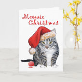 Kerstmis Tabby Kat Kaart (Gele Bloem)