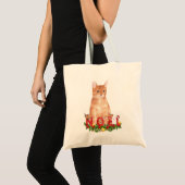 Kerstmis Tabby Kat Waterverf Tote Bag (Voorkant (product))
