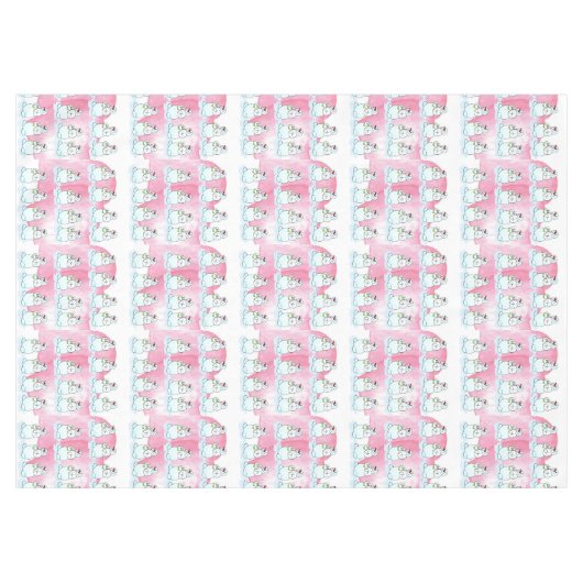 Kerstmis tafelkleed, dorstige sneeuwman roze harte tafelkleed (Voorkant (Horizontaal))