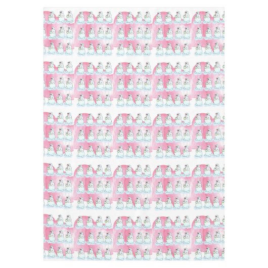 Kerstmis tafelkleed, dorstige sneeuwman roze harte tafelkleed (Voorkant)