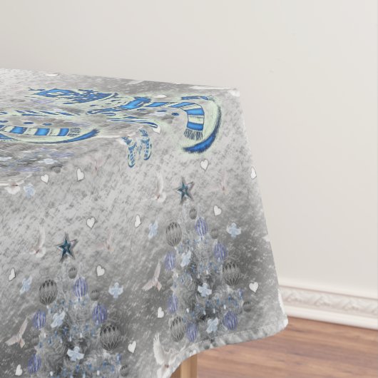 Kerstmis tafelkleed, Merry Blue Silver Sneeuwman Tafelkleed (Voorbeeld)