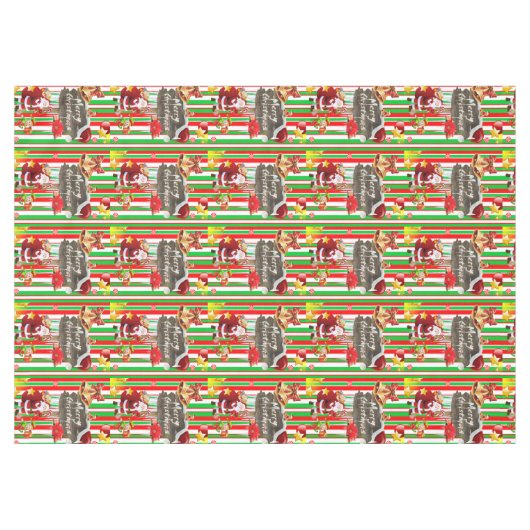 Kerstmis tafelkleed, Vrolijk Kerstfeest, Santa Elf Tafelkleed (Voorkant (Horizontaal))