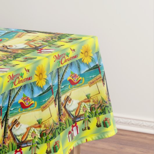 Kerstmis tafelkleed, Zomer Strand Bum Santa Tafelkleed (Voorbeeld)