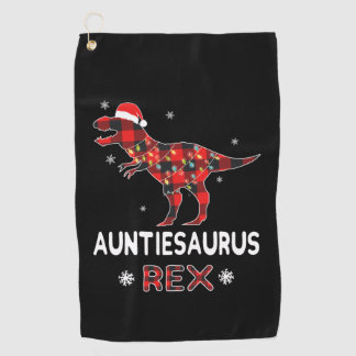 Kerstmis tantesAurus Rex - T Rex Tante Rood Plaid Golfhanddoek