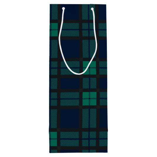 Kerstmis Tartan Clan Blackwatch check-toets Wijn Cadeautas (Achterkant)