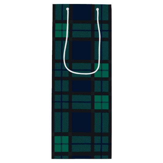 Kerstmis Tartan Clan Blackwatch check-toets Wijn Cadeautas (Voorkant)