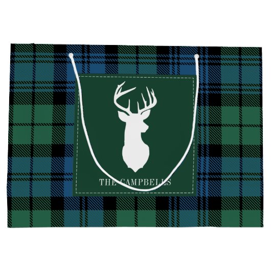 Kerstmis Tartan Clan Campbell Gepersonaliseerd Groot Cadeauzakje (Achterkant)