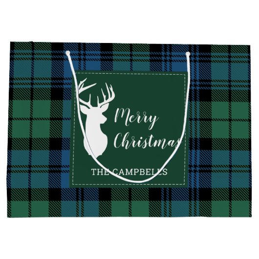 Kerstmis Tartan Clan Campbell Gepersonaliseerd Groot Cadeauzakje (Achterkant)