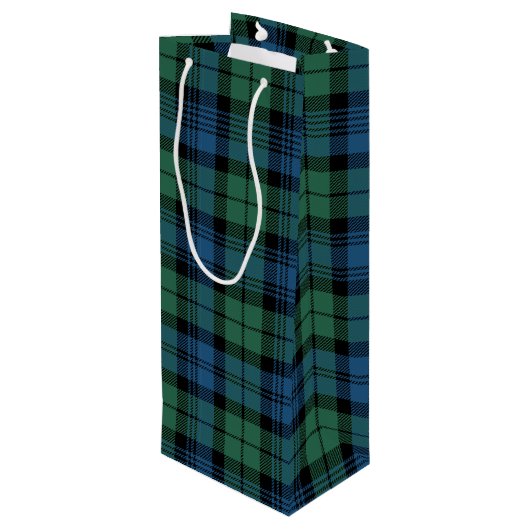 Kerstmis Tartan Clan Campbell Green Blue Pset Wijn Cadeautas (Achterkant Gekanteld)