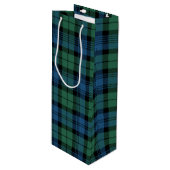 Kerstmis Tartan Clan Campbell Green Blue Pset Wijn Cadeautas (Voorkant Gekanteld)