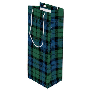 Kerstmis Tartan Clan Campbell Green Blue Pset Wijn Cadeautas