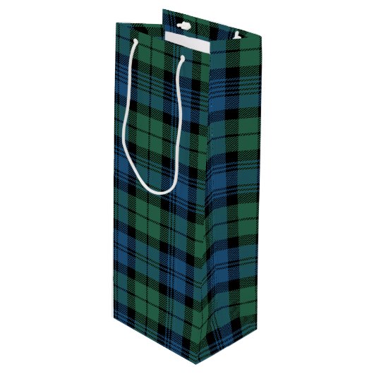 Kerstmis Tartan Clan Campbell Green Blue Pset Wijn Cadeautas (Voorkant Gekanteld)