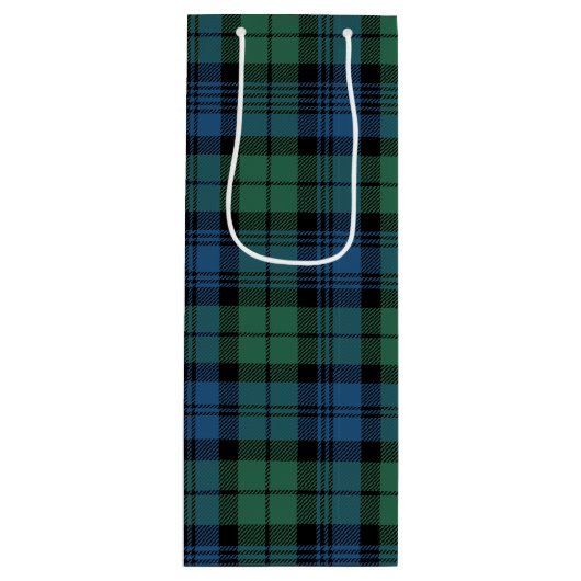 Kerstmis Tartan Clan Campbell Green Blue Pset Wijn Cadeautas (Voorkant)