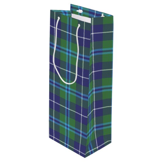 Kerstmis Tartan Clan Douglas Pset Check Wijn Cadeautas (Voorkant Gekanteld)