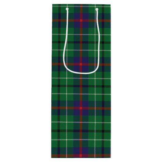Kerstmis Tartan Clan Duncan Green Pset Check Wijn Cadeautas (Voorkant)