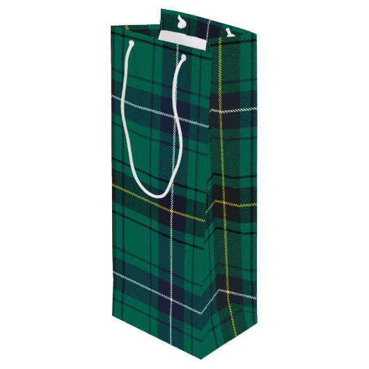 Kerstmis Tartan Clan Henderson Groene check Wijn Cadeautas (Achterkant Gekanteld)