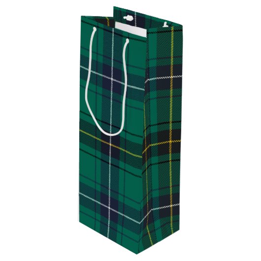Kerstmis Tartan Clan Henderson Groene check Wijn Cadeautas (Voorkant Gekanteld)