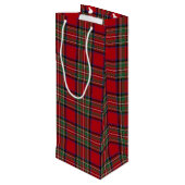 Kerstmis Tartan Clan Stewart Red Pset Check Wijn Cadeautas (Achterkant Gekanteld)