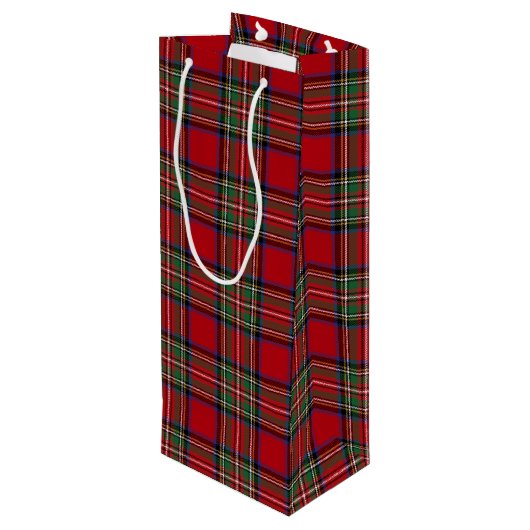 Kerstmis Tartan Clan Stewart Red Pset Check Wijn Cadeautas (Achterkant Gekanteld)