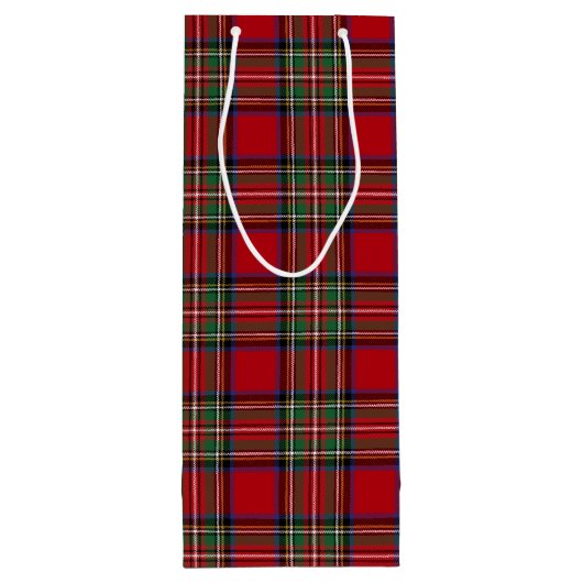 Kerstmis Tartan Clan Stewart Red Pset Check Wijn Cadeautas (Achterkant)