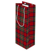 Kerstmis Tartan Clan Stewart Red Pset Check Wijn Cadeautas (Voorkant Gekanteld)