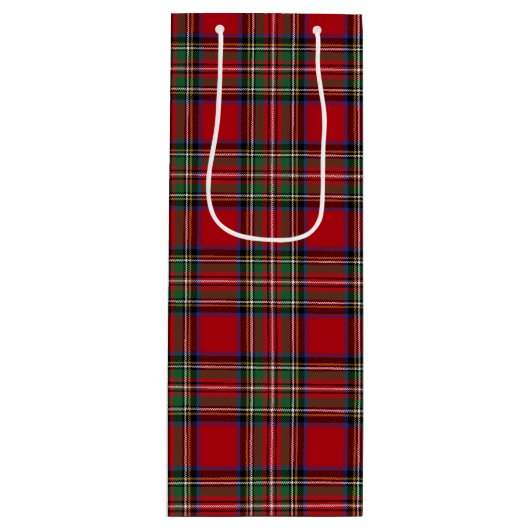 Kerstmis Tartan Clan Stewart Red Pset Check Wijn Cadeautas (Voorkant)