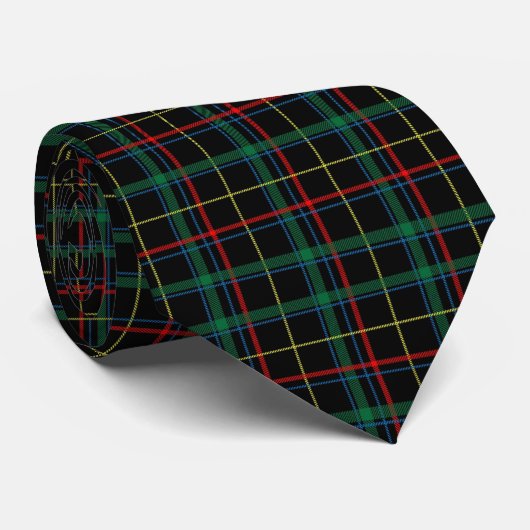 Kerstmis Tartan Groen Zwart Rood Stropdas (Opgerold)