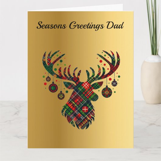 Kerstmis Tartan Herten Custom Kaart (Voorkant)