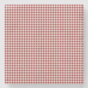 Kerstmis Tartan in Rood en Wit Stenen Onderzetter
