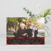 Kerstmis Tartan | Kerst Fotokaart Feestdagenkaart (Staand voorkant)