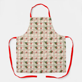 Kerstmis Tartan Patroon Hulst Sneeuwvlokken Schort