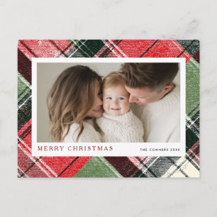 Kerstmis Tartan Plaid Achtergrond Feestdagenkaart