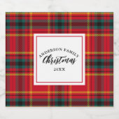 Kerstmis Tartan Plaid Familienaam Jaar Bier Etiket (Enkel label)
