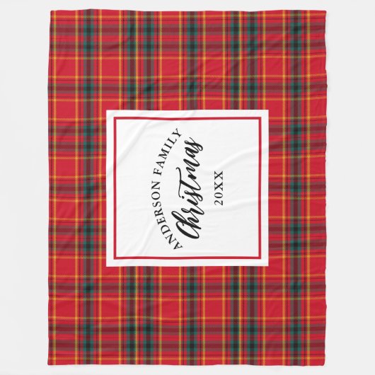 Kerstmis Tartan Plaid Familienaam Jaar Fleece Deken (Voorkant)