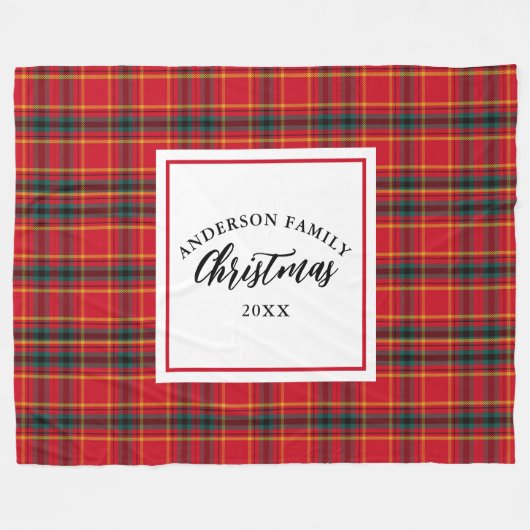 Kerstmis Tartan Plaid Familienaam Jaar Fleece Deken (Voorkant (Horizontaal))