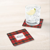 Kerstmis Tartan Plaid Familienaam Jaar Kartonnen Onderzetters (Insitu)