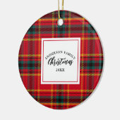 Kerstmis Tartan Plaid Familienaam Jaar Keramisch Ornament (Links)