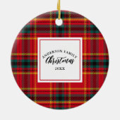 Kerstmis Tartan Plaid Familienaam Jaar Keramisch Ornament (Achterkant)