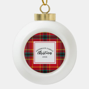Kerstmis Tartan Plaid Familienaam Jaar Keramische Bal Ornament