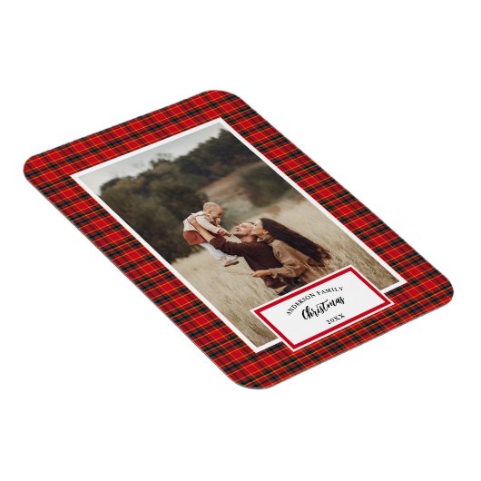 Kerstmis Tartan Plaid Familienaam Jaar Magneet (Rechterzijde)