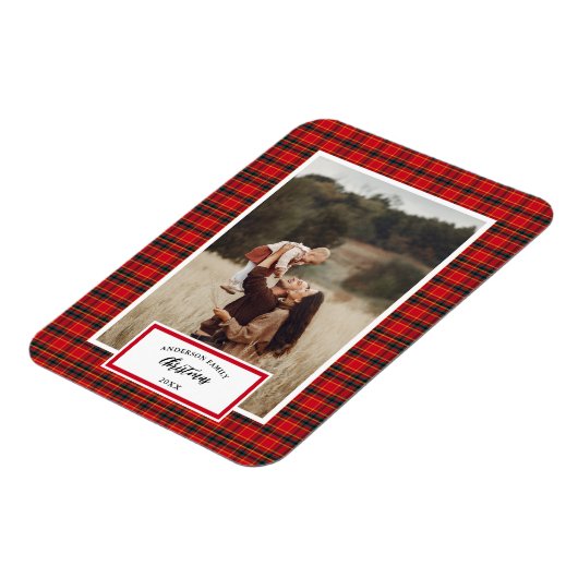 Kerstmis Tartan Plaid Familienaam Jaar Magneet (Linkerzijde)