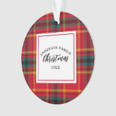 Kerstmis Tartan Plaid Familienaam Jaar Ornament (voorkant)