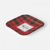 Kerstmis Tartan Plaid Familienaam Jaar Papieren Bordje (Gebogen)