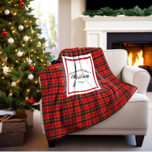 Kerstmis Tartan Plaid Familienaam Jaar Sherpa Deken